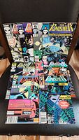 Ten Marvel comic books shown arranged on a surface. Covers feature Punisher artwork, including skull logo and character illustrations.