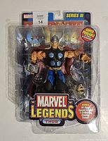 Front view of the sealed Marvel Legends Mighty Thor figure showing detailed character design and packaging.