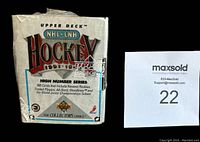 Front view of the sealed 1991-92 Upper Deck NHL Hockey High Number Series box showing title, branding, and condition of the seal.