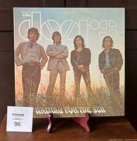 Front cover of The Doors Waiting for the Sun album showing the band members standing in a field with the album title below.