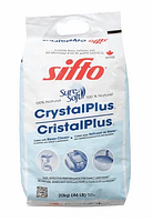 Image of a single 20 kg (44 lb) bag of Sifto CrystalPlus water softener salt showing front label and product details.