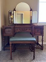 Front view of dressing table and bench