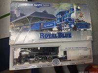 Front of original Bachman Big Haulers Royal Blue box showing locomotive, tender, and train set branding.