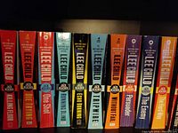 Books arranged side by side showing spines with titles Killing Floor through The Hard Way.