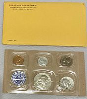 Original yellow envelope from US Treasury Department Philadelphia Assay Office for 1960 coin set.