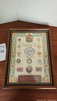 Full view of framed display with Canadian coinage of George VI from 1936 to 1952