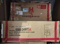 Closed cardboard box packaging labeled Homelegance with product details including item number 5566-24WT3A and image of the swivel counter height chair.