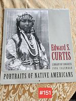 Front cover of the 1996 Edward S. Curtis Library of Congress calendar showing a Native American woman in traditional attire.