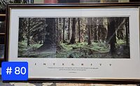 Framed inspirational poster with forest triptych image and text 'INTEGRITY'
