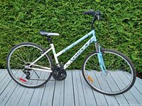 Full side view of the Oryx cruiser bicycle showing frame color, wheel size and overall condition.