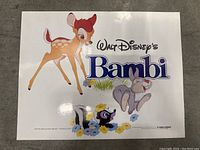 Vintage Disney Bambi lobby card featuring the main characters Bambi, Thumper, and Flower.