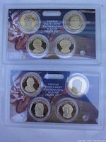 Two United States Mint Presidential $1 proof coin sets from 2008 in original plastic cases, front view showing 4 coins each.