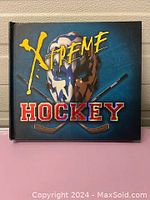 Front cover of the book titled 'Xtreme Hockey' with a graphic of a hockey mask and crossed sticks on a blue background.