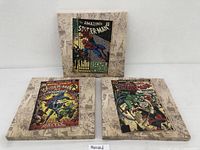 Three Spider-Man comic wall arts arranged on a surface showing all items.