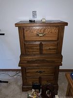 Front view of two wooden Kroehler nightstands stacked vertically showing drawer design and brass handles.