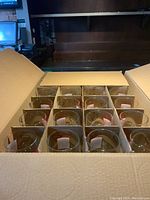 Box of 24 carefully packaged Madri beer stemmed glasses with dividers.