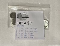 Bag with label listing the coins in the lot