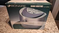 Photo of Bionaire Warm Moisture Humidifier box showing model BWM2500 and product branding.