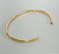 14K gold filled open cuff bangle bracelet with thin, lightly hammered texture