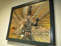 Full angled view of the framed photograph showing the festival costume and vibrant colors.