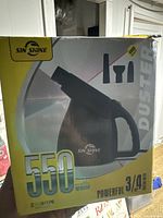 Front view of Sin Shine 550 steamer box showing product image, branding, and box design.