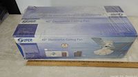 Box of the Super 42 inch decorative ceiling fan showing brand, model, and product image.