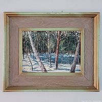 Frontal view of the framed oil painting showing full artwork and frame