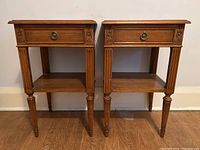 Two matching side tables side by side, front view