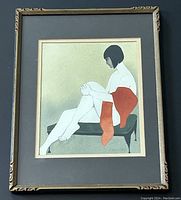 Full front view of the framed watercolor painting