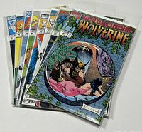 Photo of the 8 Marvel Comics Presents Wolverine comic books, issues #90 to #97, bagged and boarded, showing the front covers with vibrant artwork.