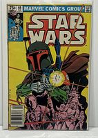 Full front view of Marvel Star Wars comic issue #68 with Boba Fett on cover, showing minor wear and bagged and boarded for protection.