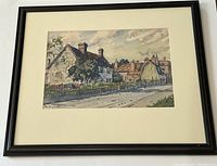 Framed watercolour painting by Sydney Carter showing the whole artwork within the frame and matting.