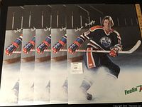 Lot of five Wayne Gretzky 7-UP advertising posters stacked, showing the full image and details.