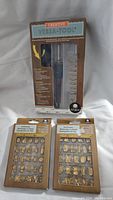 Creative Versa-Tool wood burning kit in original packaging with 8 tips visible, plus two packages of hot stamp letter sets.