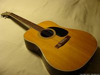 Full front view of guitar showing body shape, finish and pickguard