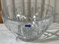 Full view of clear crystal cut bowl showing overall pattern and shape