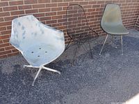 All three chairs lined up: Burke 116 shell, Eames DKR-2, Eames DSX