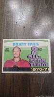 Front side of the 1971 Bobby Hull OPC hockey card showing player portrait and 2nd All-Star Team designation.