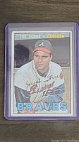 Front image of Joe Torre 1967 Topps baseball card showing player portrait in Braves uniform, card number 350, and catcher's position.