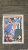 Front side of 1984 OPC Wayne Gretzky All Star hockey card showing player portrait and card details.