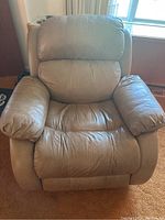 Front view of recliner in upright position