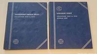 Front covers of two blue coin albums: one labeled 'Canadian Small Cent Collection 1920 to Date' and the other 'Lincoln Cent Collection 1909 to 1940 Number One'.