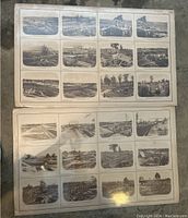 Two large sheets showing 15 lithograph images each depicting American Civil War battlegrounds and fortifications related to Union and Confederate armies.