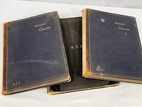 Three antique bound piano music books shown from front covers, two Beethoven Sonatas volumes with blue covers and one black cover Chopin volume.