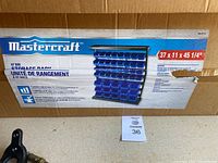 Photo showing the Mastercraft brand and the storage rack label on the box.