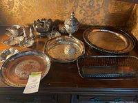 Overall view of all nine items on table