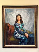 Full view of framed oil painting showing overall composition and frame condition