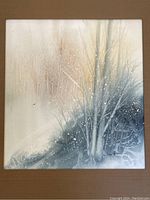 Front view of watercolour painting Snowflakes by Marjorie Pigott in silk mat frame