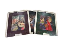 Three Faerie Tale Theatre Series CED Video Disk cases arranged side by side: Snow White, Pinocchio, and Little Red Riding Hood. Cases show wear and discoloration.
