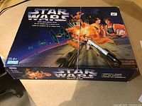 Front top view of the vintage Star Wars Death Star Assault game box, showing the original artwork and branding.